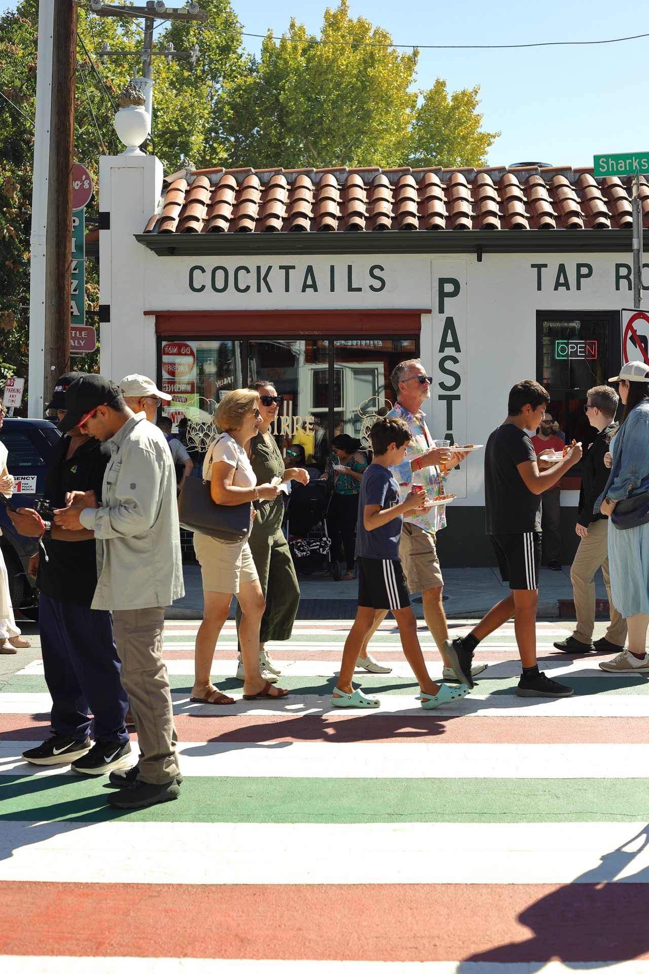People walking in street